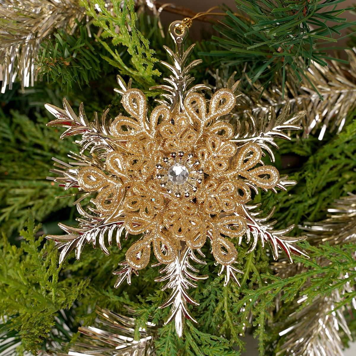 Gold Glitter Snowflake Ornament