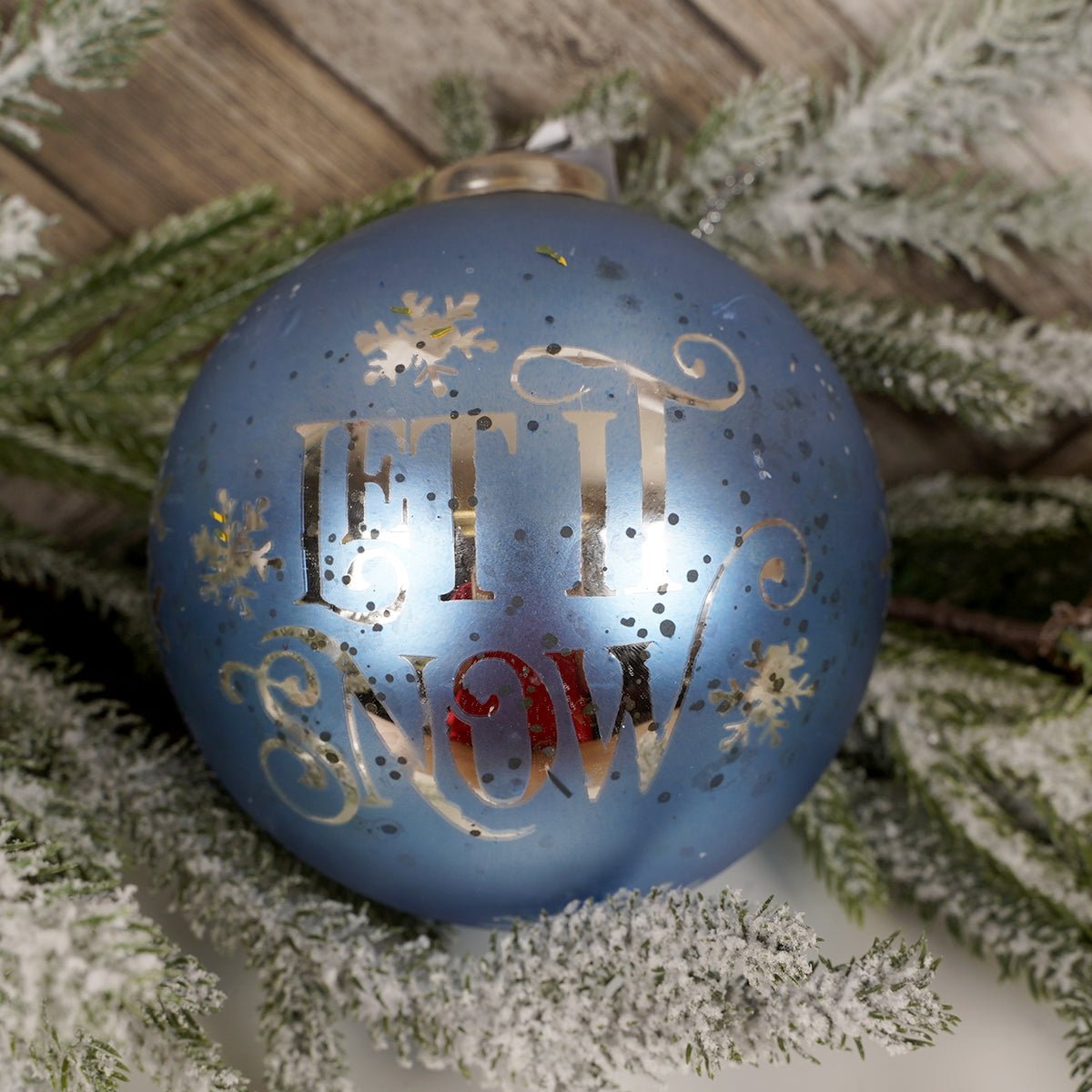 Ice Blue Let It Snow Ball Ornament