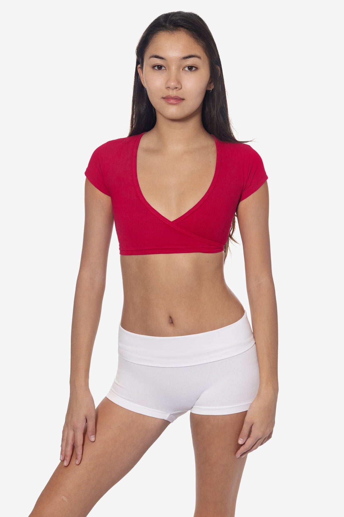 83277GD - Garment Dye Cotton Spandex Cap Sleeve Wrap Top