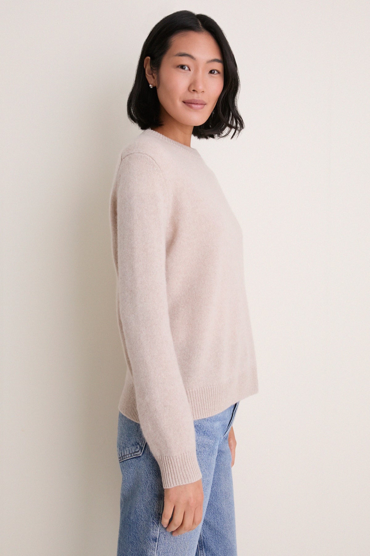 Sandstone Cashmere Boyfriend Bodie Crewneck