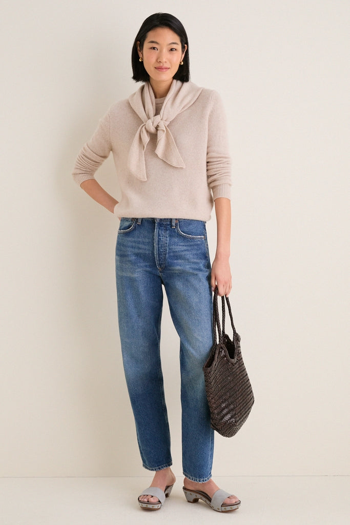 Sandstone Cashmere Boyfriend Bodie Crewneck