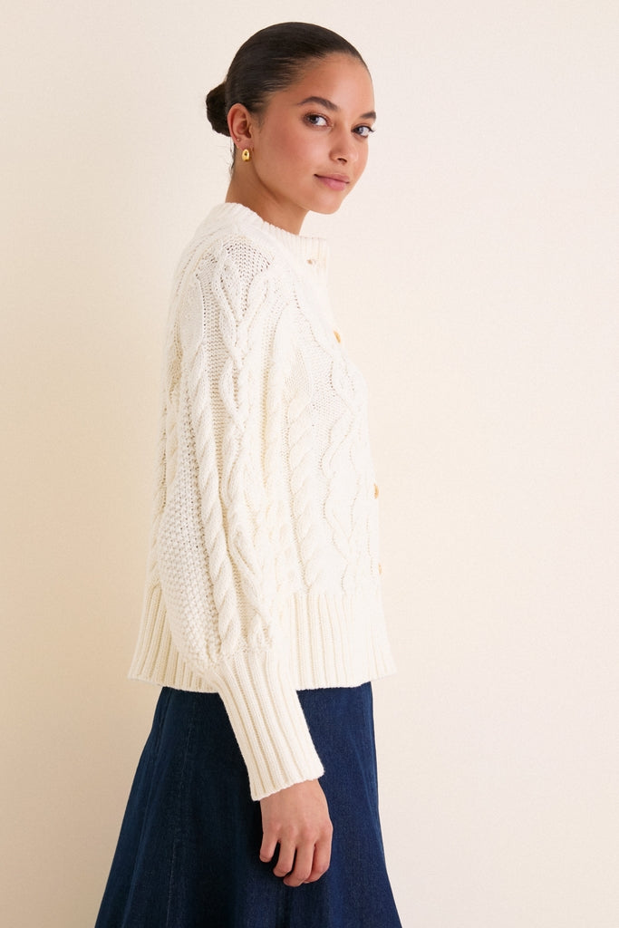 Ivory Cotton Colette Cardigan