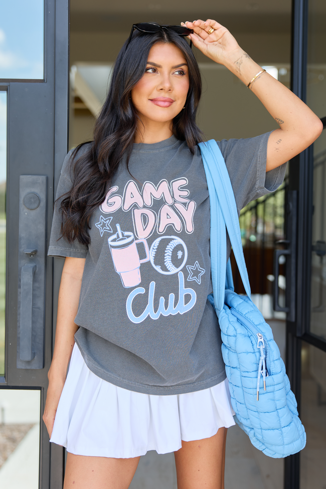 Game Day Baseball Club Dark Grey Comfort Colors Graphic Tee
