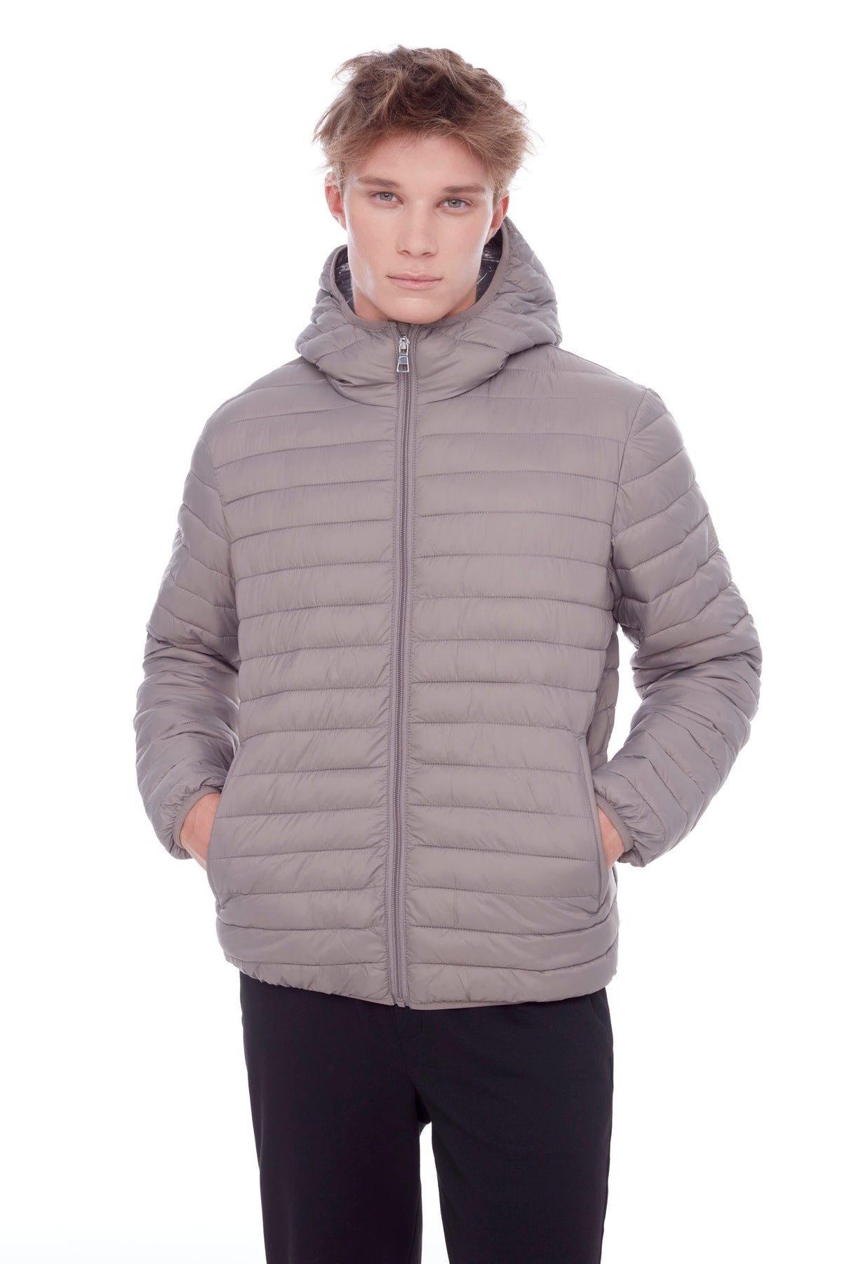 YOHO MEN'S | MEN'S VEGAN DOWN (RECYCLED) LIGHTWEIGHT PACKABLE PUFFER, TAUPE