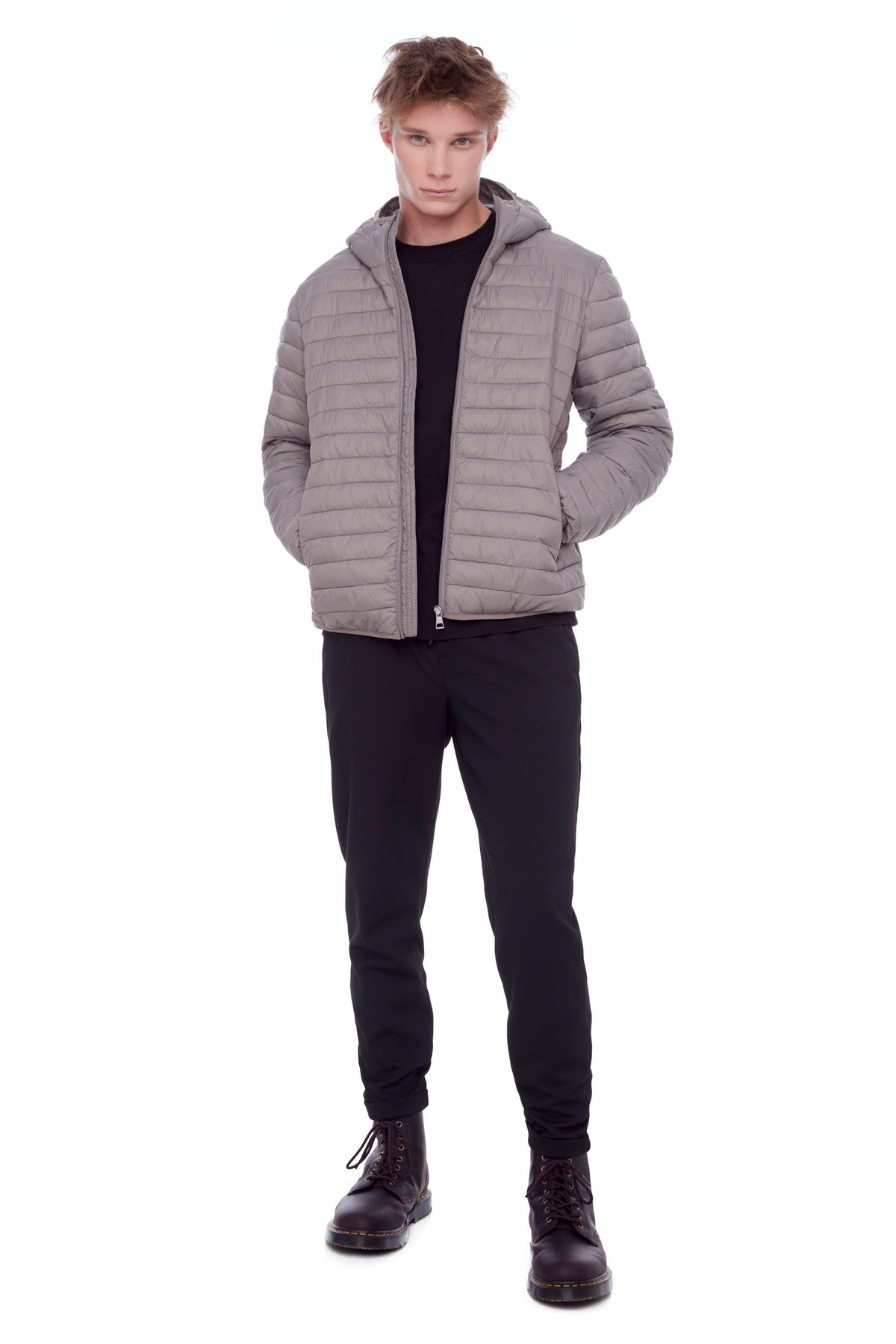 YOHO MEN'S | MEN'S VEGAN DOWN (RECYCLED) LIGHTWEIGHT PACKABLE PUFFER, TAUPE