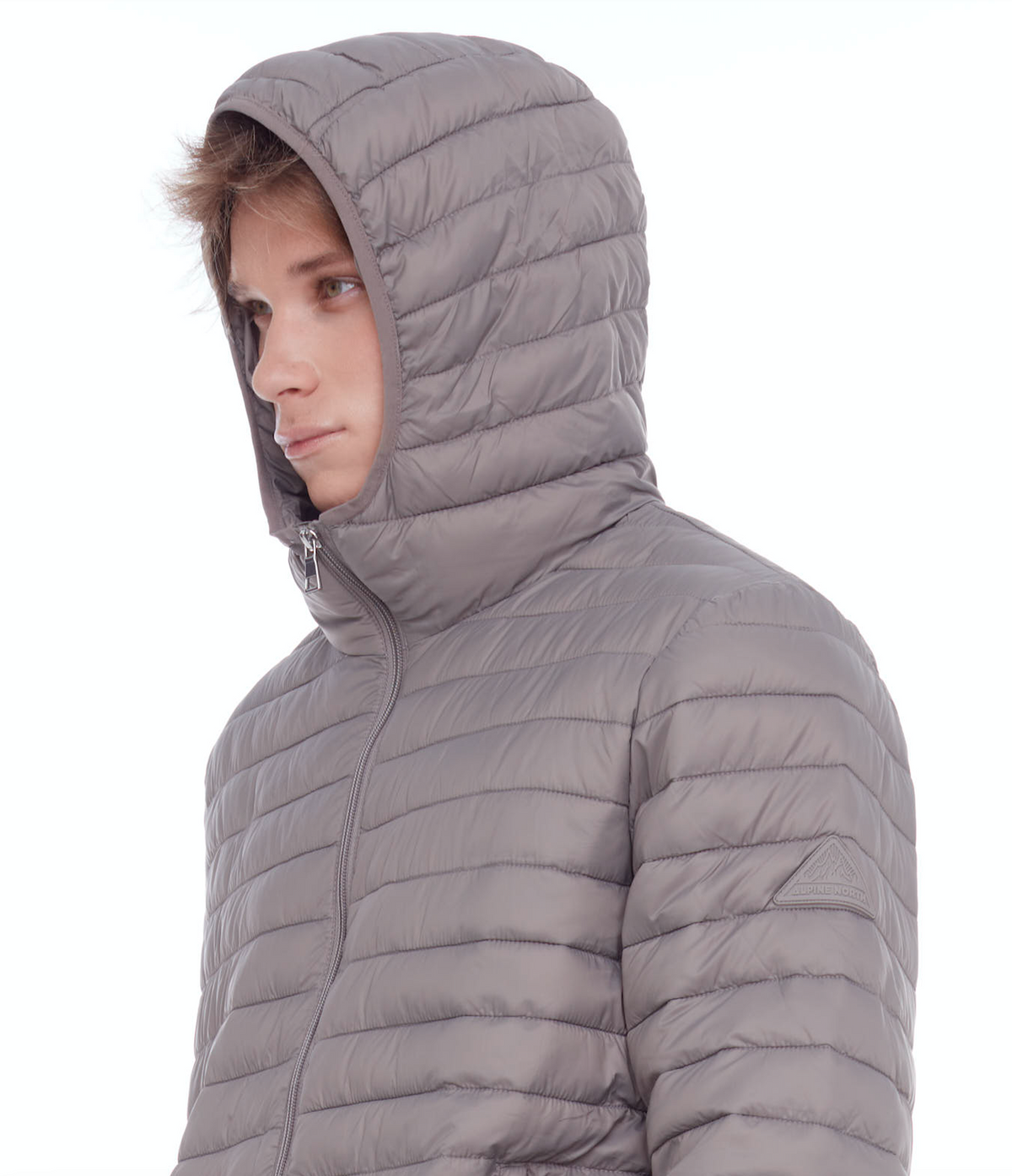 YOHO MEN'S | MEN'S VEGAN DOWN (RECYCLED) LIGHTWEIGHT PACKABLE PUFFER, TAUPE