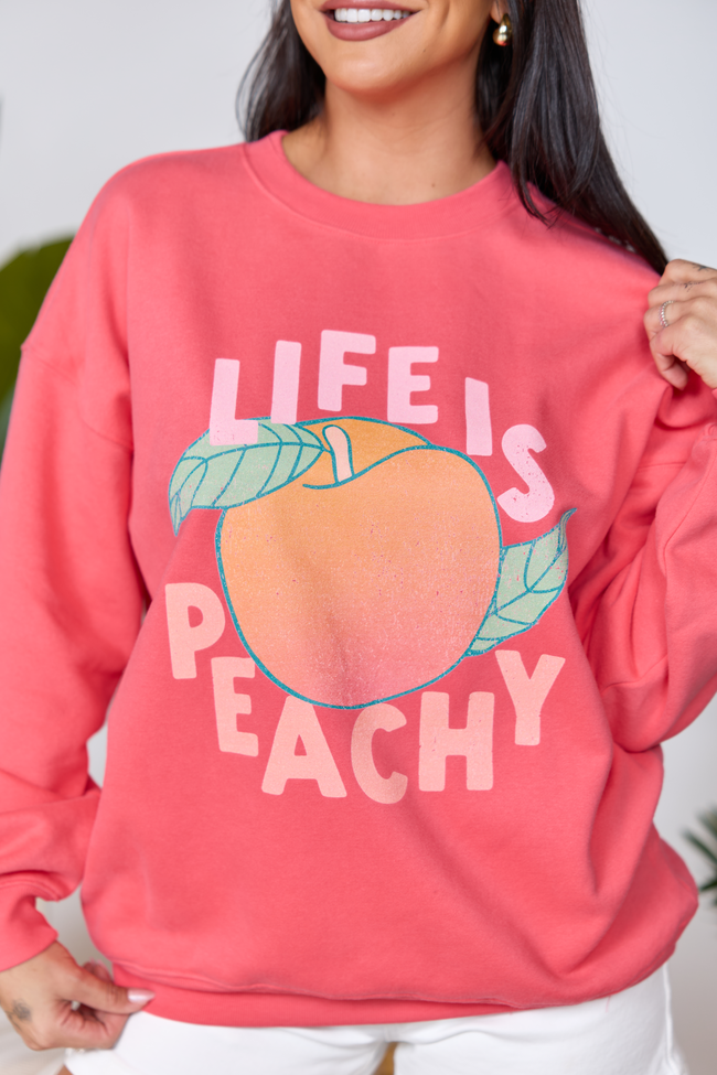 Life Is Peachy Light Red Graphic Sweatshirt