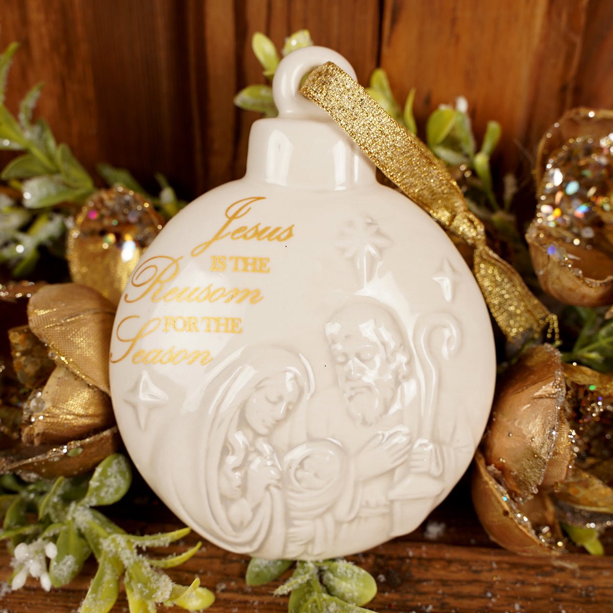 5Inch White Porcelain Holy Family Ornament