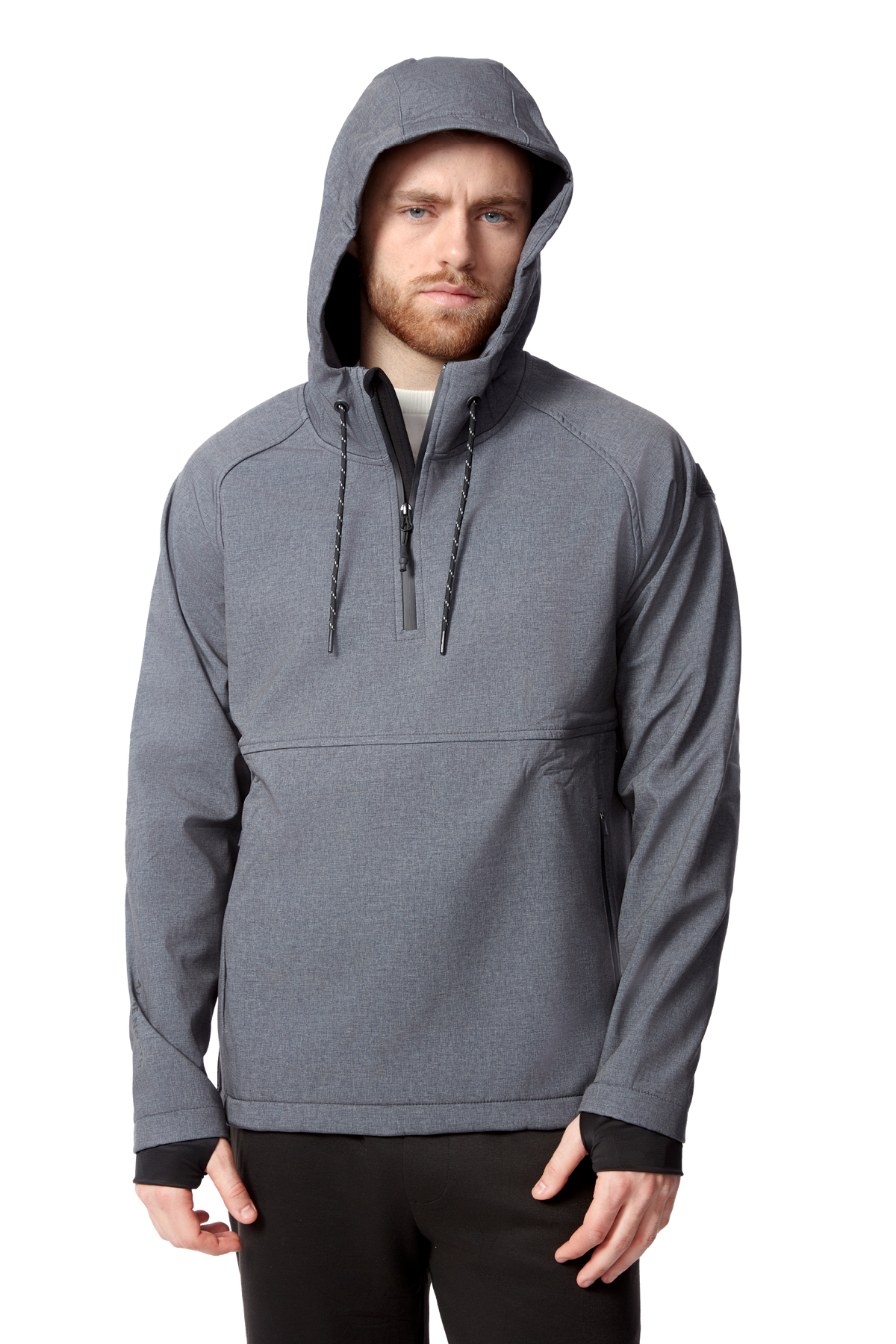VARGAS | MEN'S WATER-REPELLENT HOODED PULLOVER SOFTSHELL, DARK GREY
