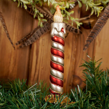 Red Gold Candle With Clip Ornament