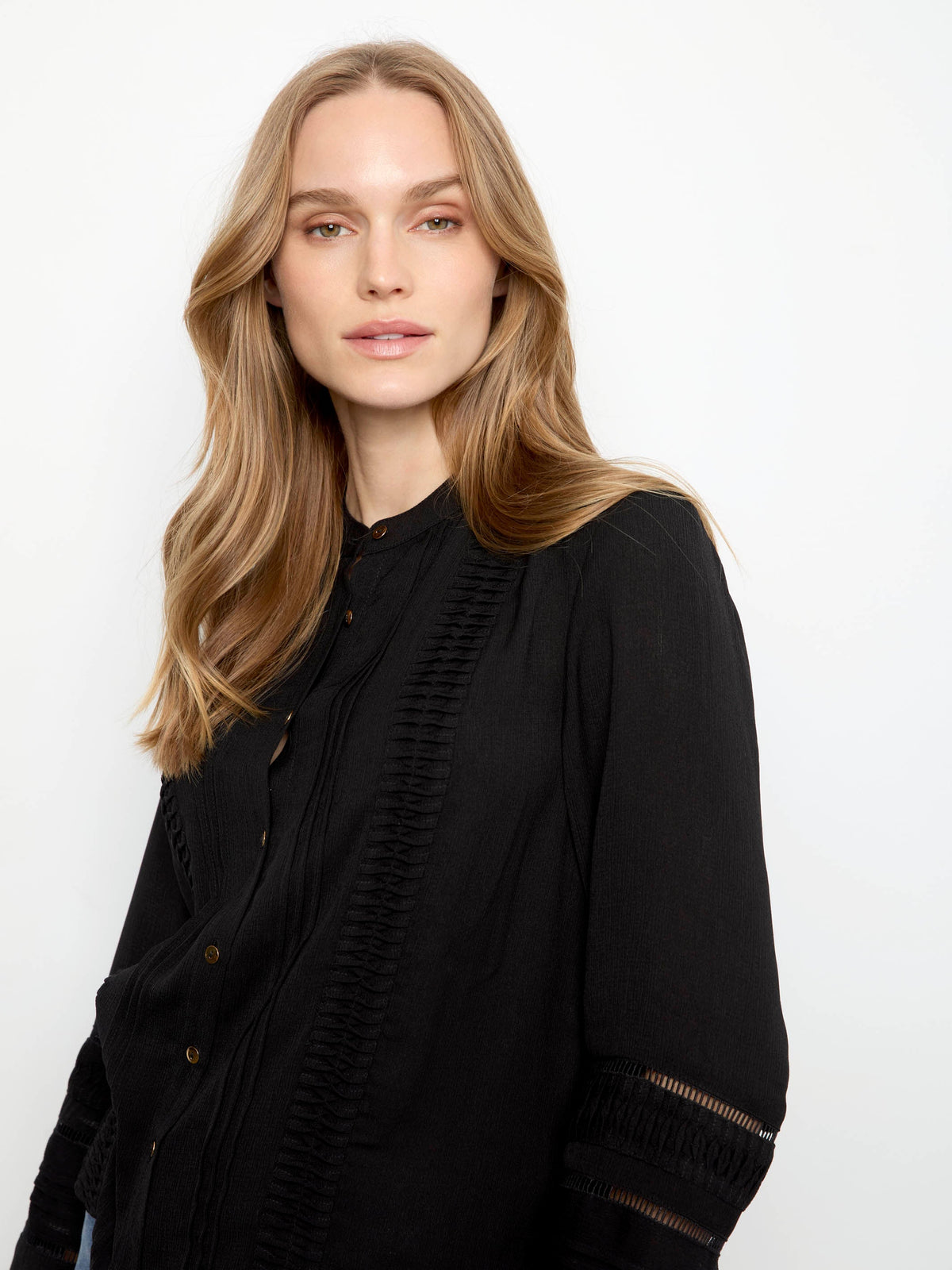 Pleated Crepe Blouse - Black