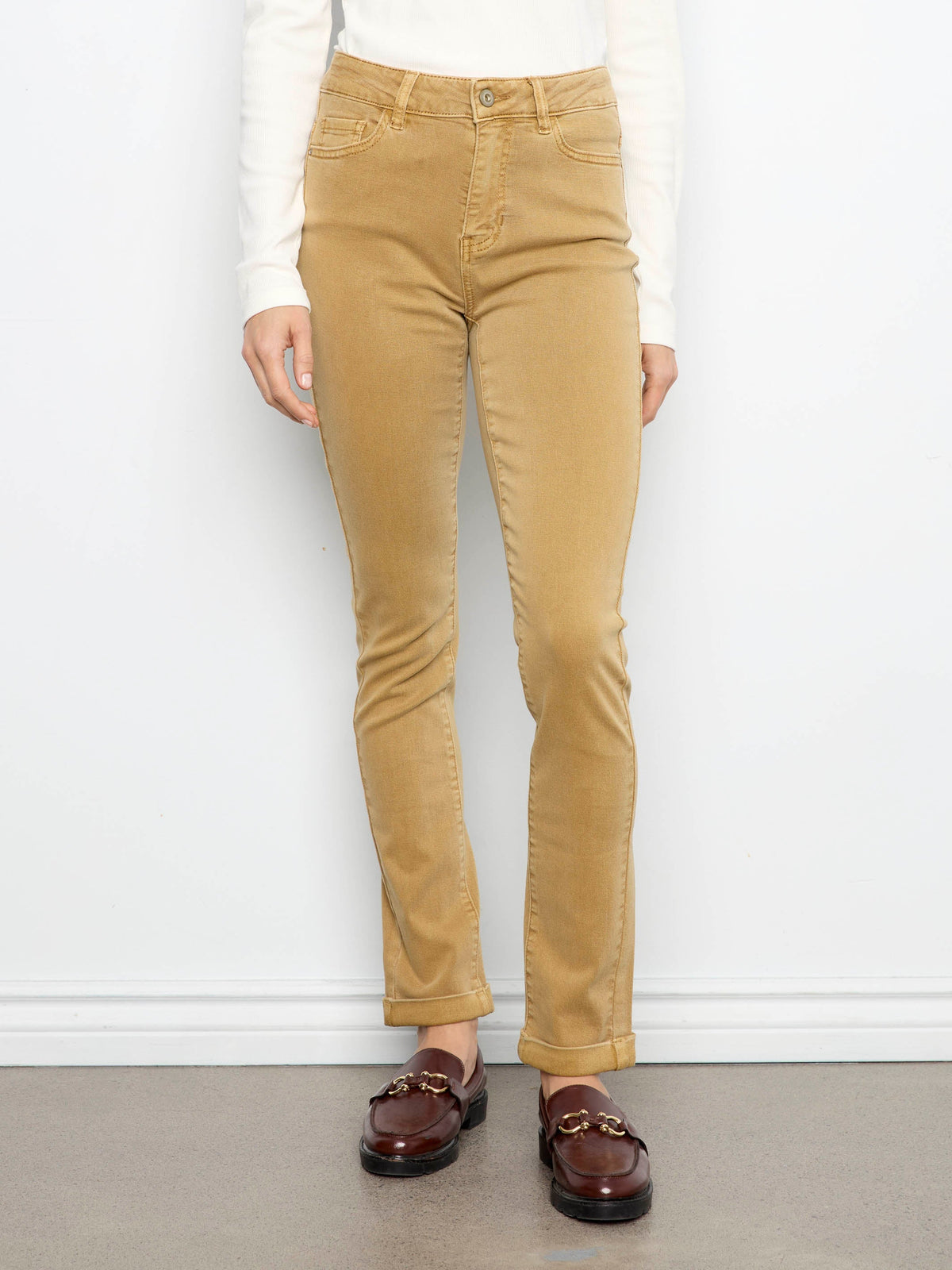 Cuffed Hem Twill Jeans - Amber