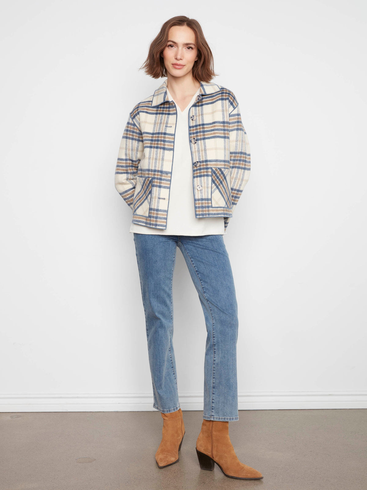 Reversible Plaid Jacket - Ecru