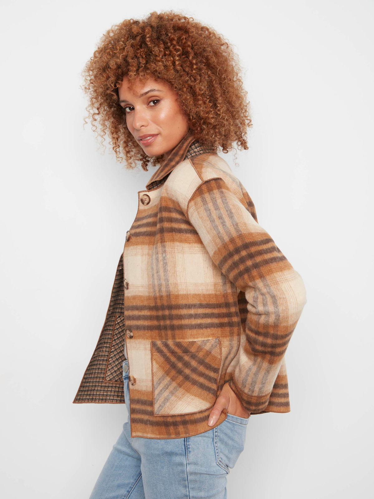 Reversible Plaid Jacket - Truffle