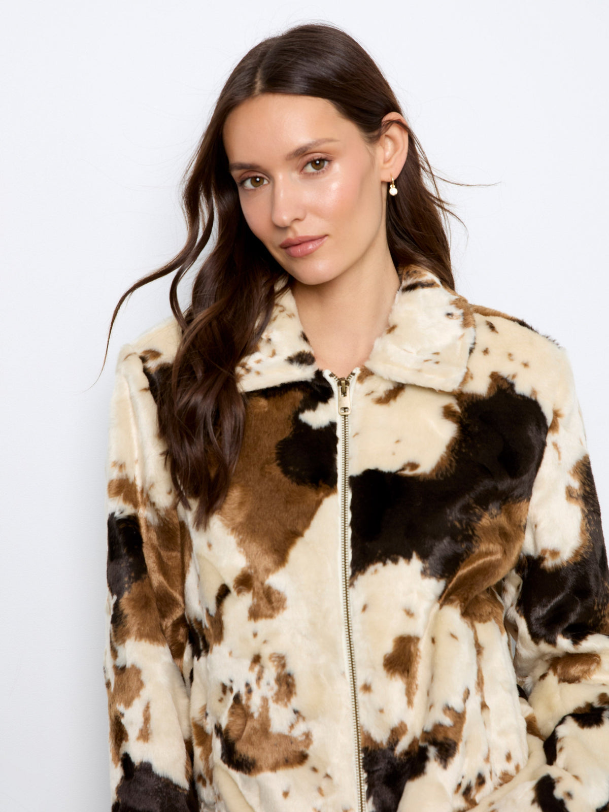 Cow Print Faux Fur Jacket - Blotchy