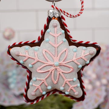 Pink Blue Star Rope Trim Ornament