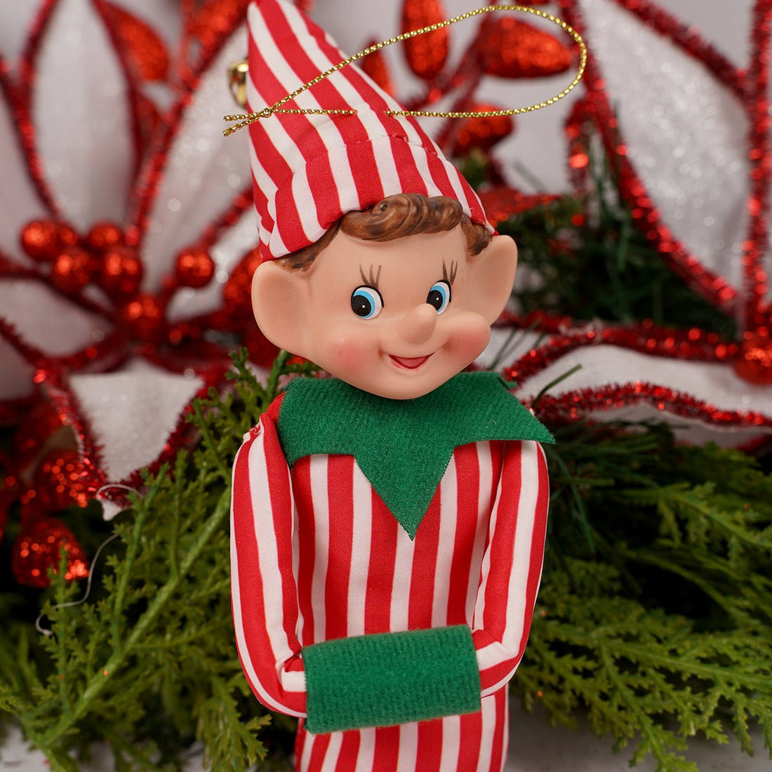 13Inch Red White Stripe Elf Ornament