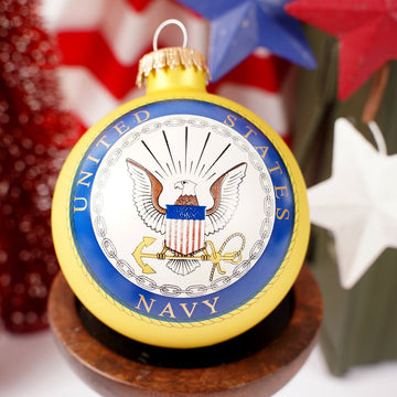 Gold Velvet Navy Ball Ornament