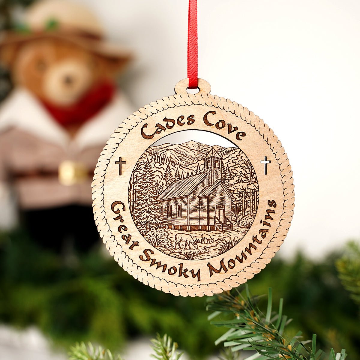 Cades Cove Church Smoky Mountains Ornament