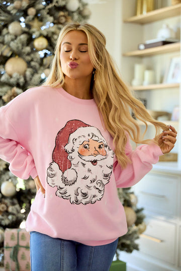 Have Yourself A Merry Little Christmas Light Pink Graphic Sweatshirt