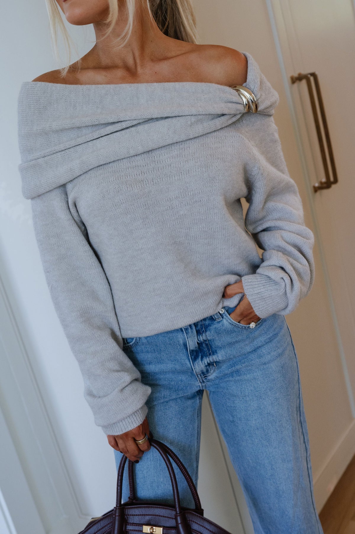 Riley Bubble Sweater-Grey