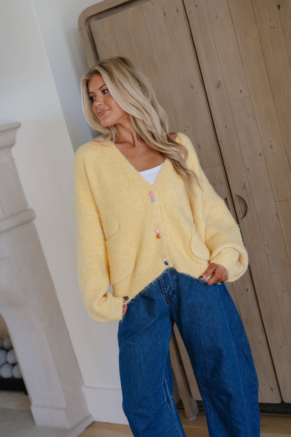 Colette Oversized Cardigan-Yellow