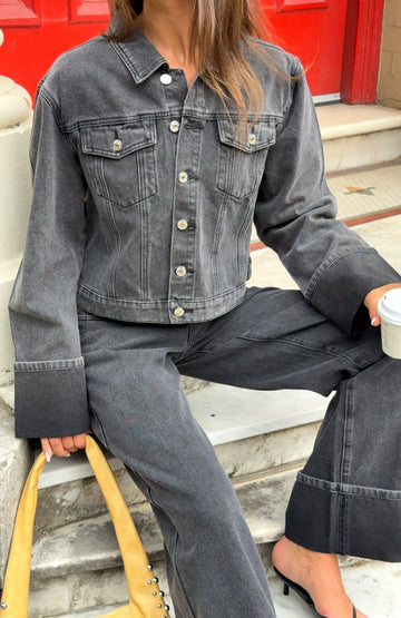 Charlotte Denim Jacket Black Acid Wash
