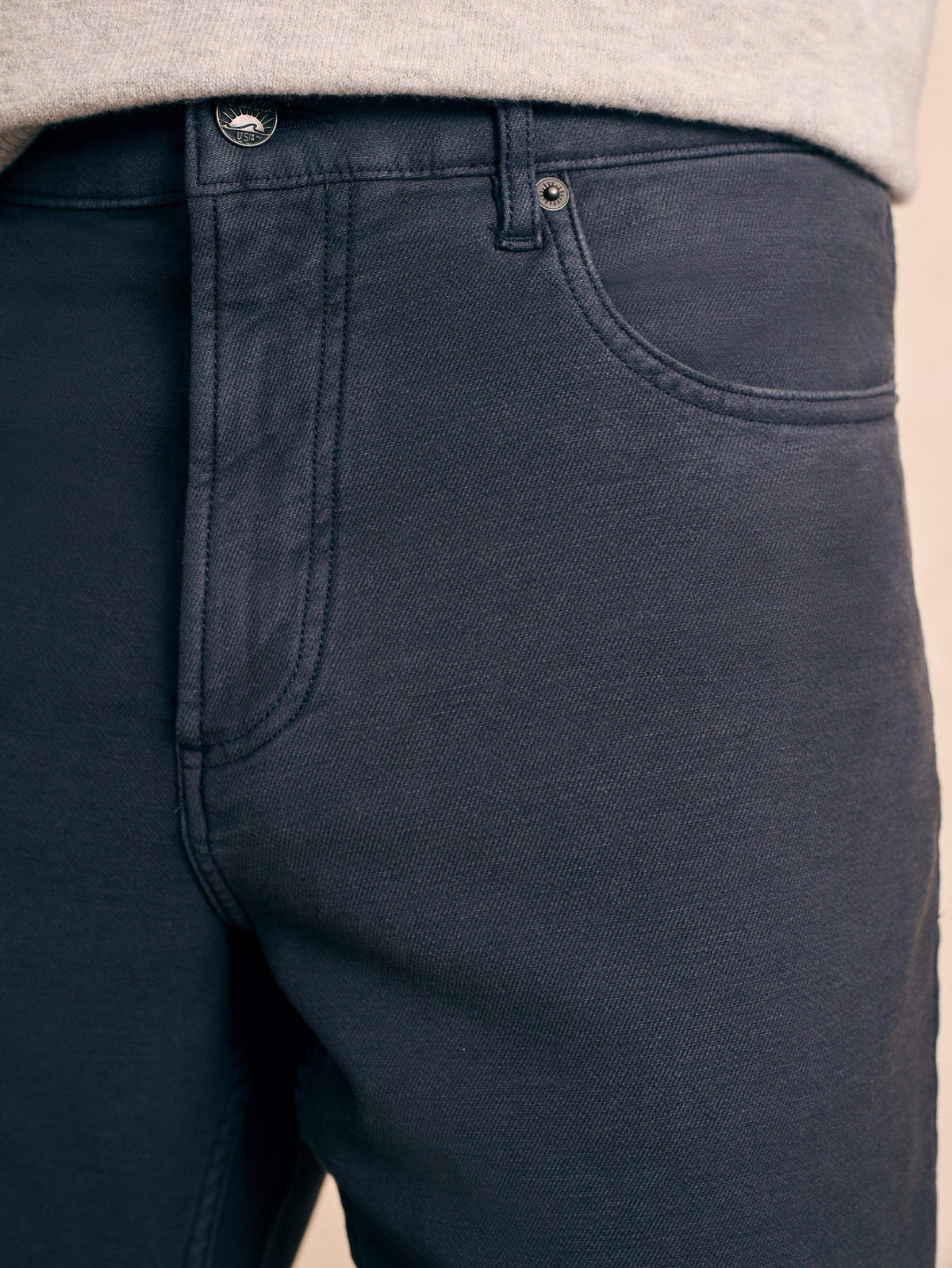 Stretch Terry 5-Pocket Athletic Fit Pant - Navy