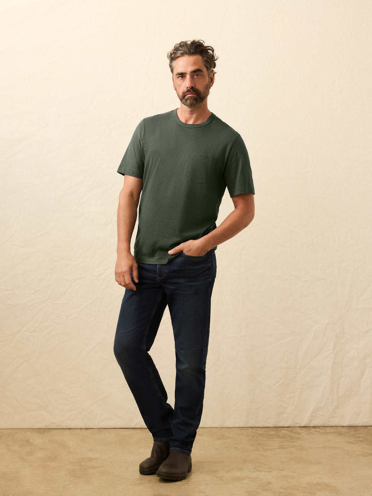 Sunwashed Regenerative Pocket Tee - Fall Evergreen