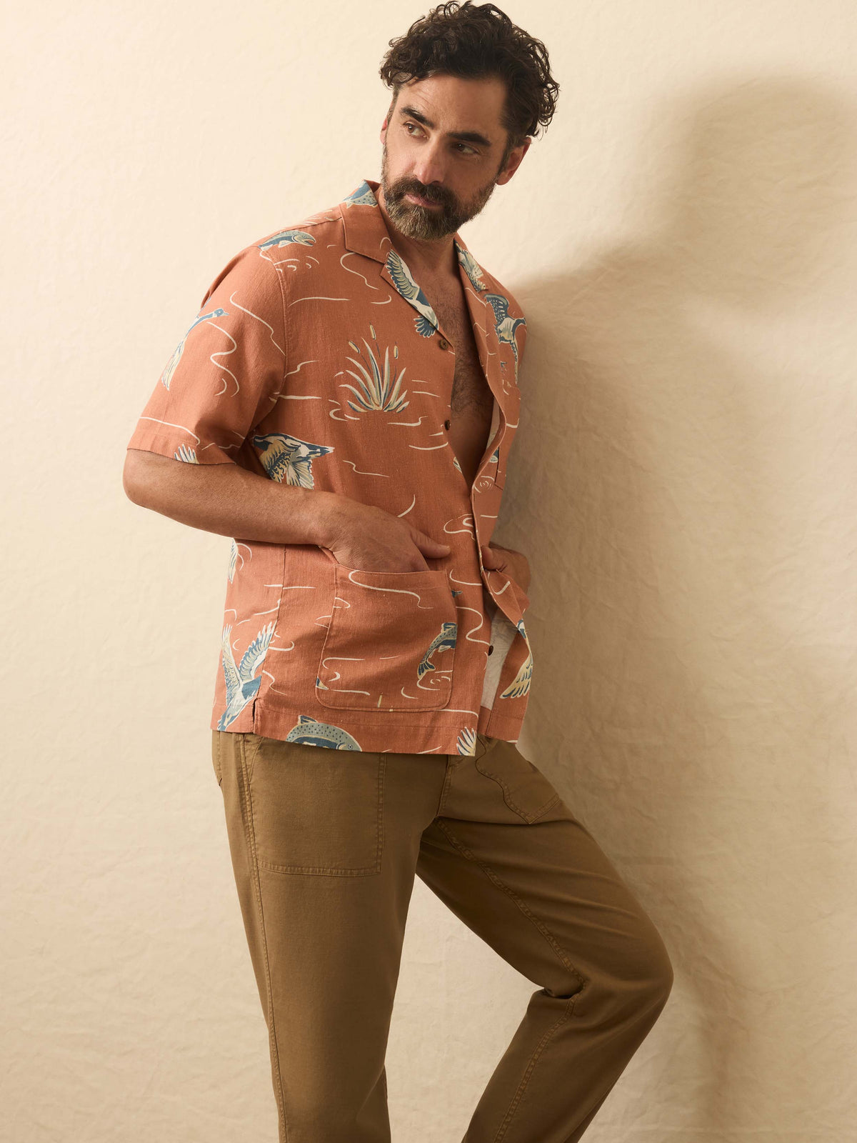 Short-Sleeve Resort Shirt - Red Riverside