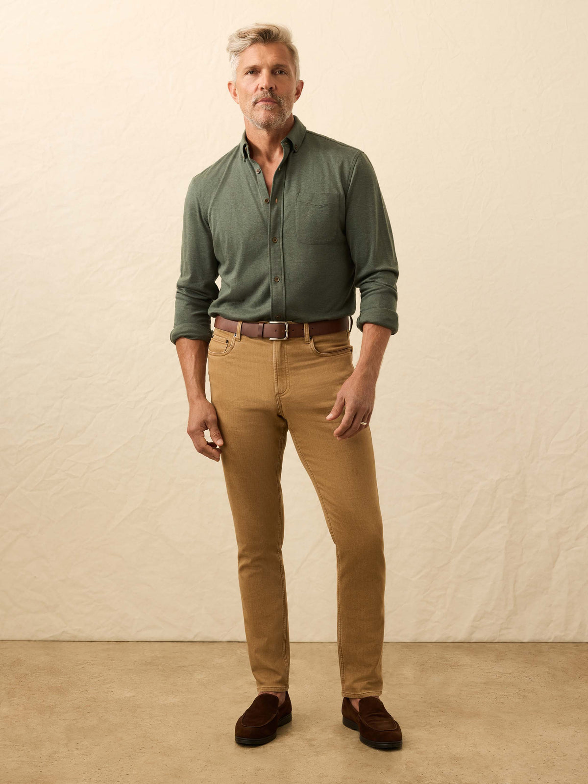 Coastline Knit Shirt - Forest Heather Twill