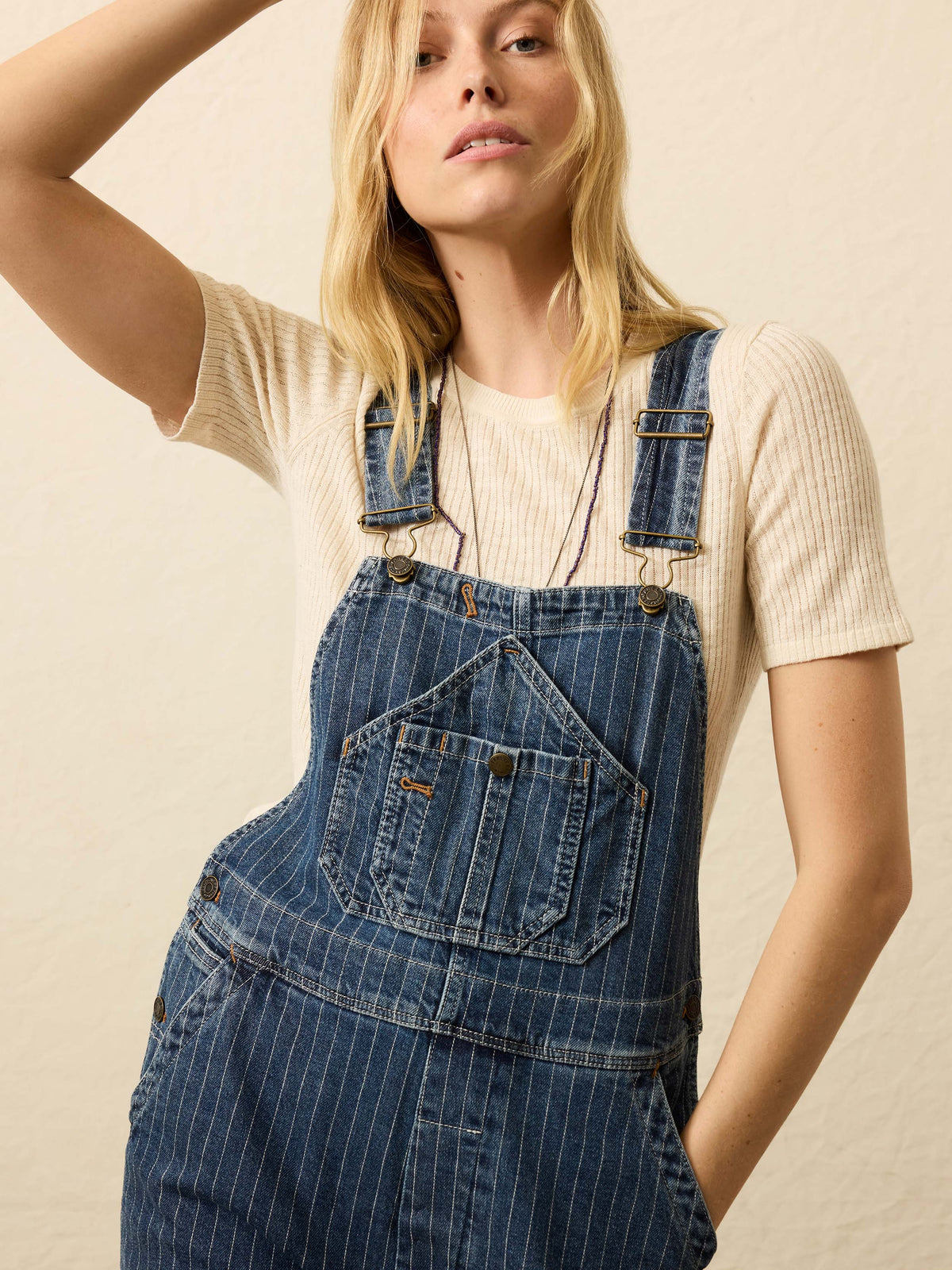 Denim Riveter Overall - Dusk Stripe Wash