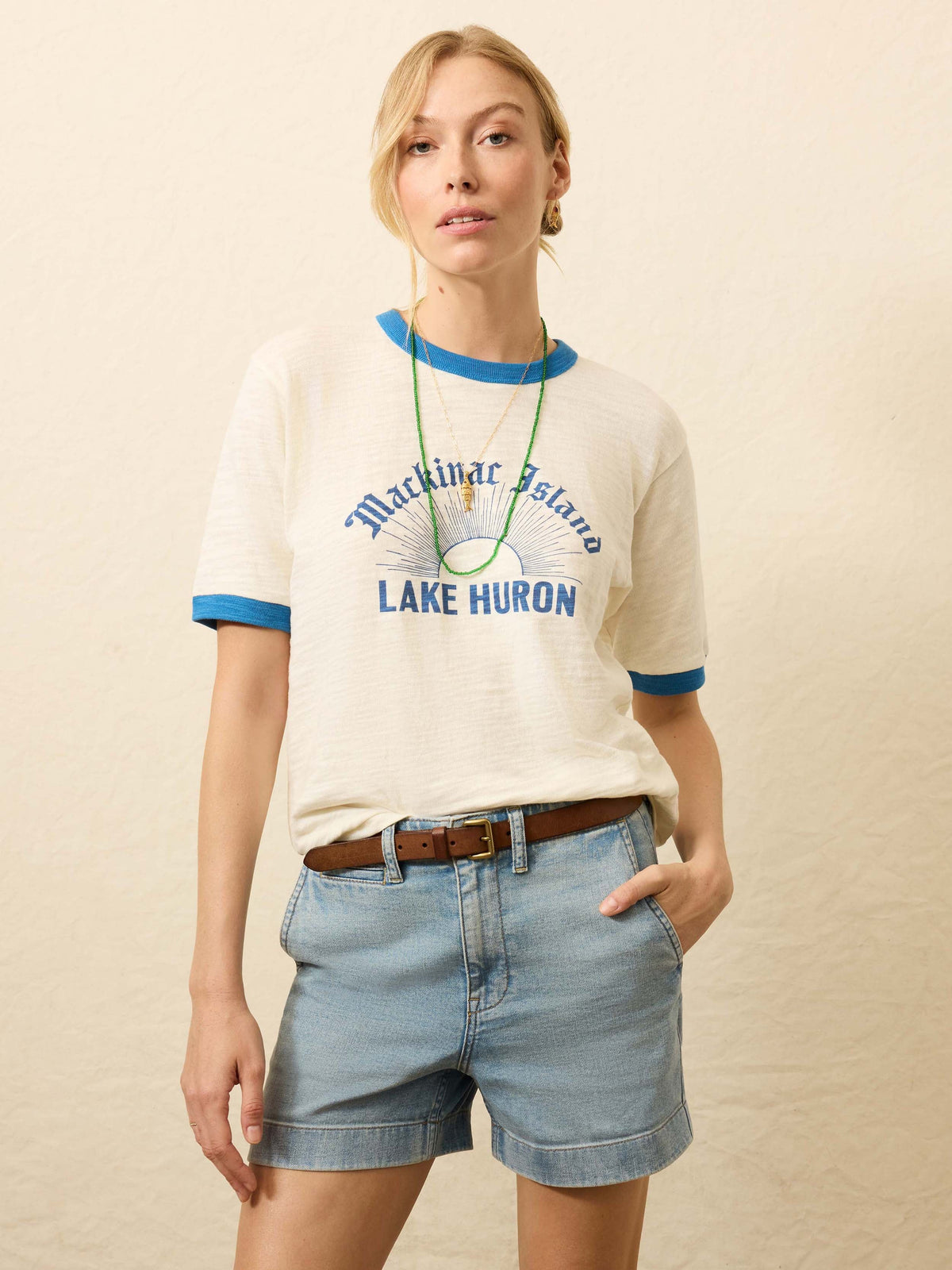 Sunwashed Slub Camp Tee - Lake Huron
