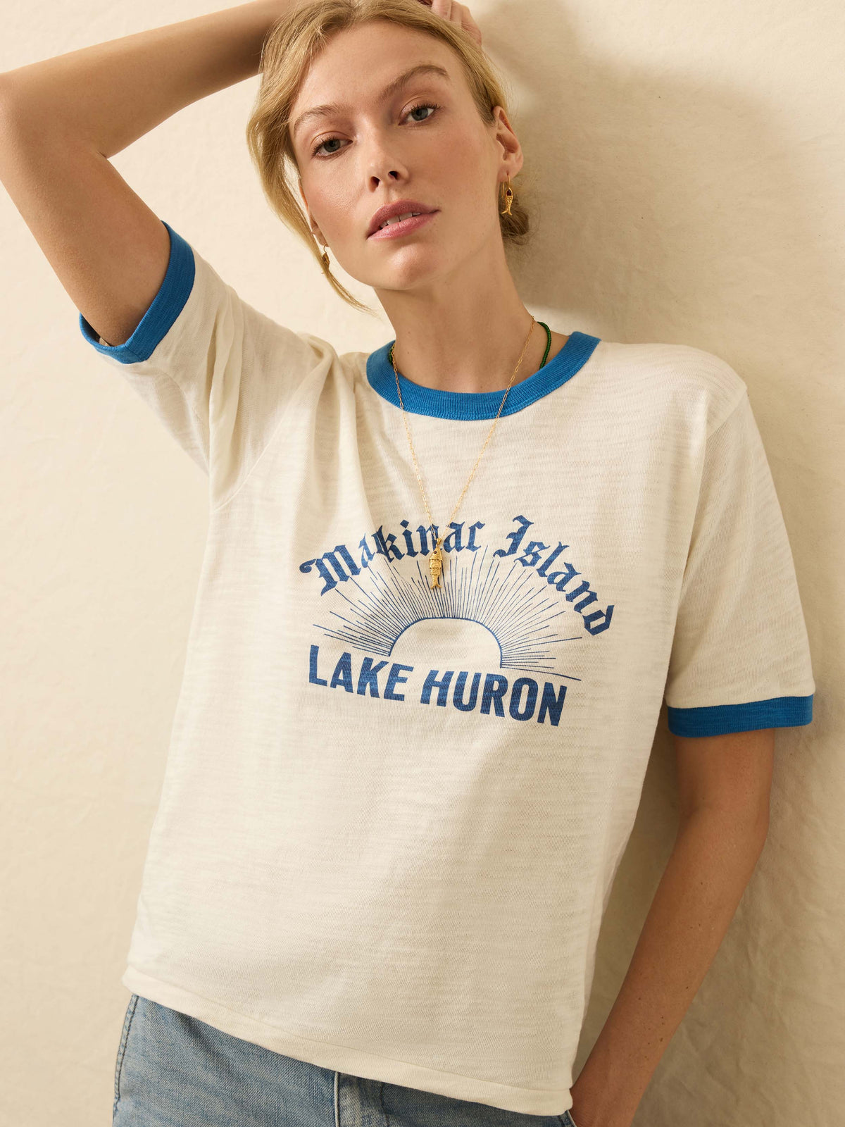 Sunwashed Slub Camp Tee - Lake Huron
