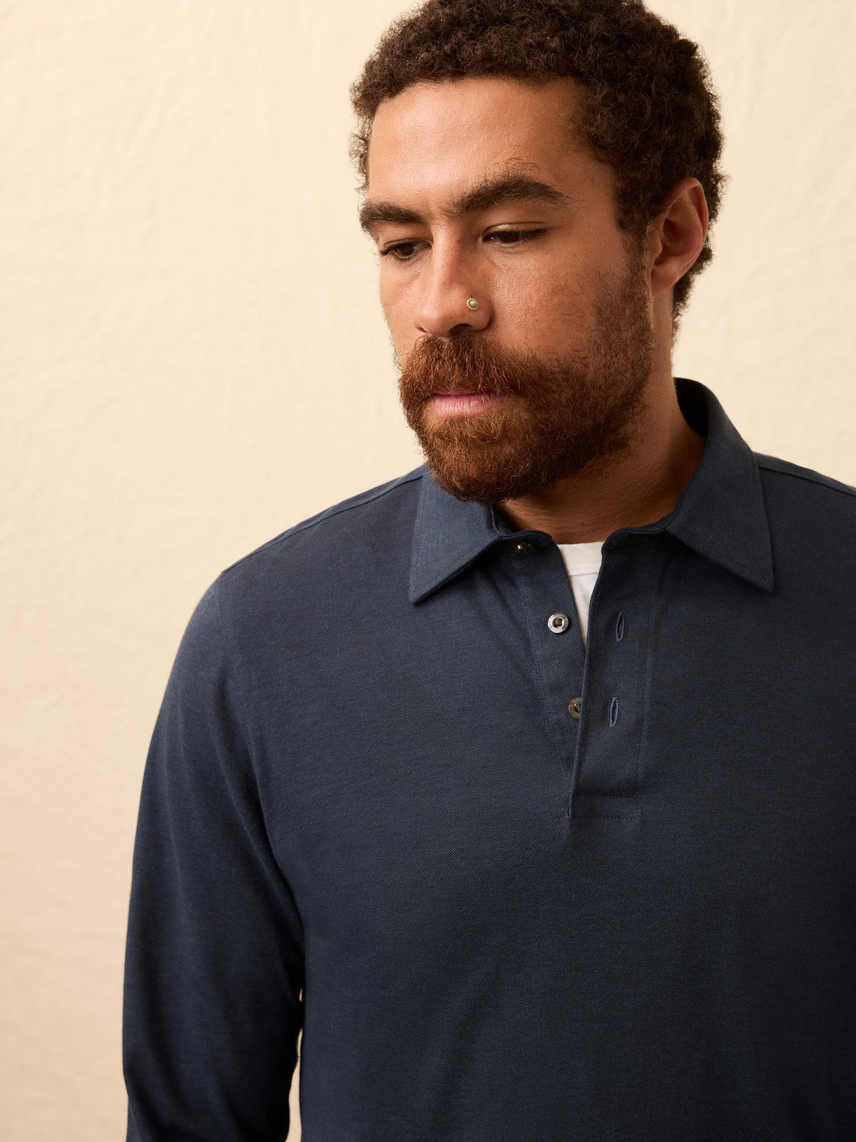 Long-Sleeve Movement Pique Polo - Harbor Night Heather