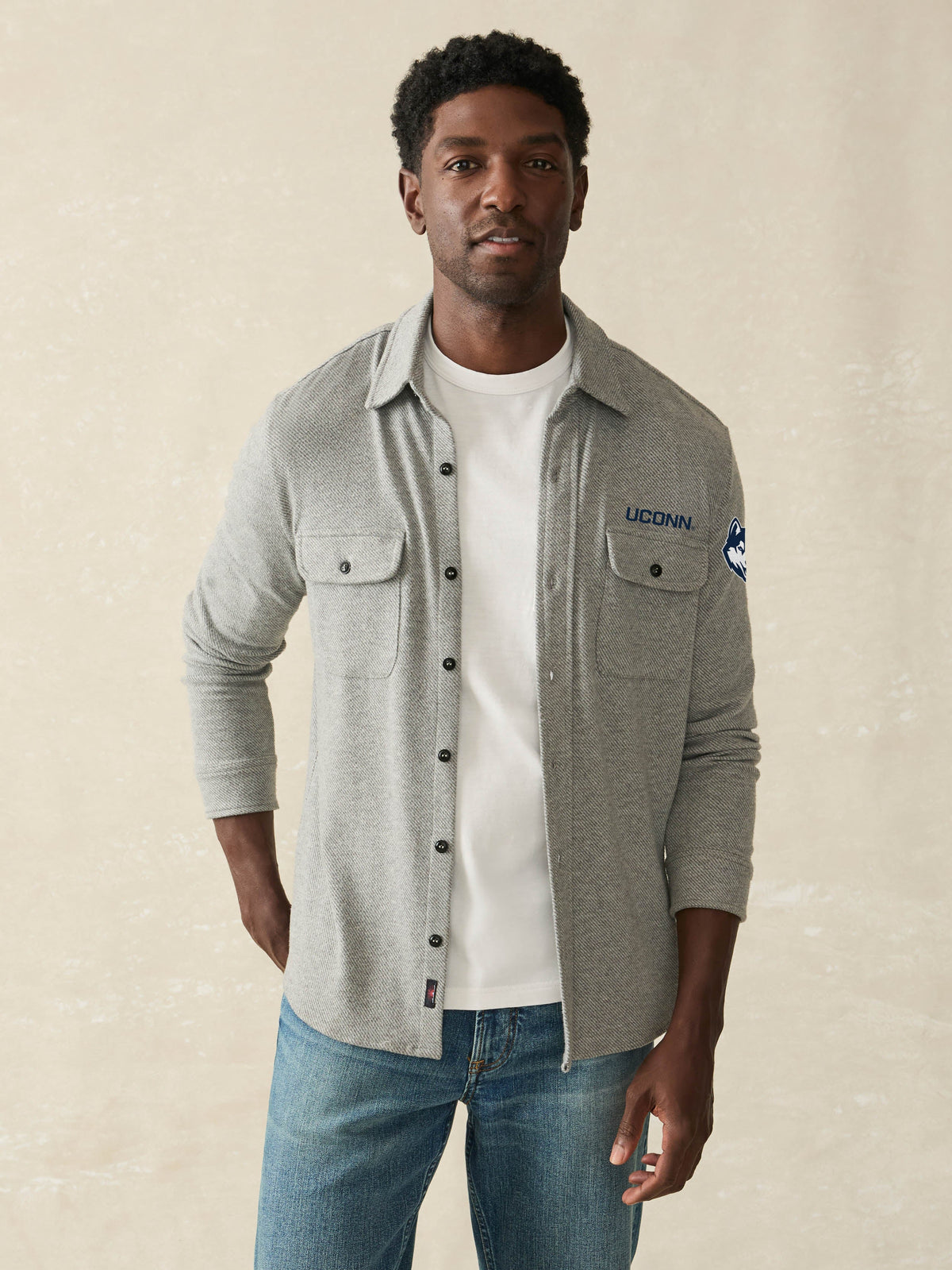 University Of Connecticut Legend Sweater Shirt - Fossil Grey Twill