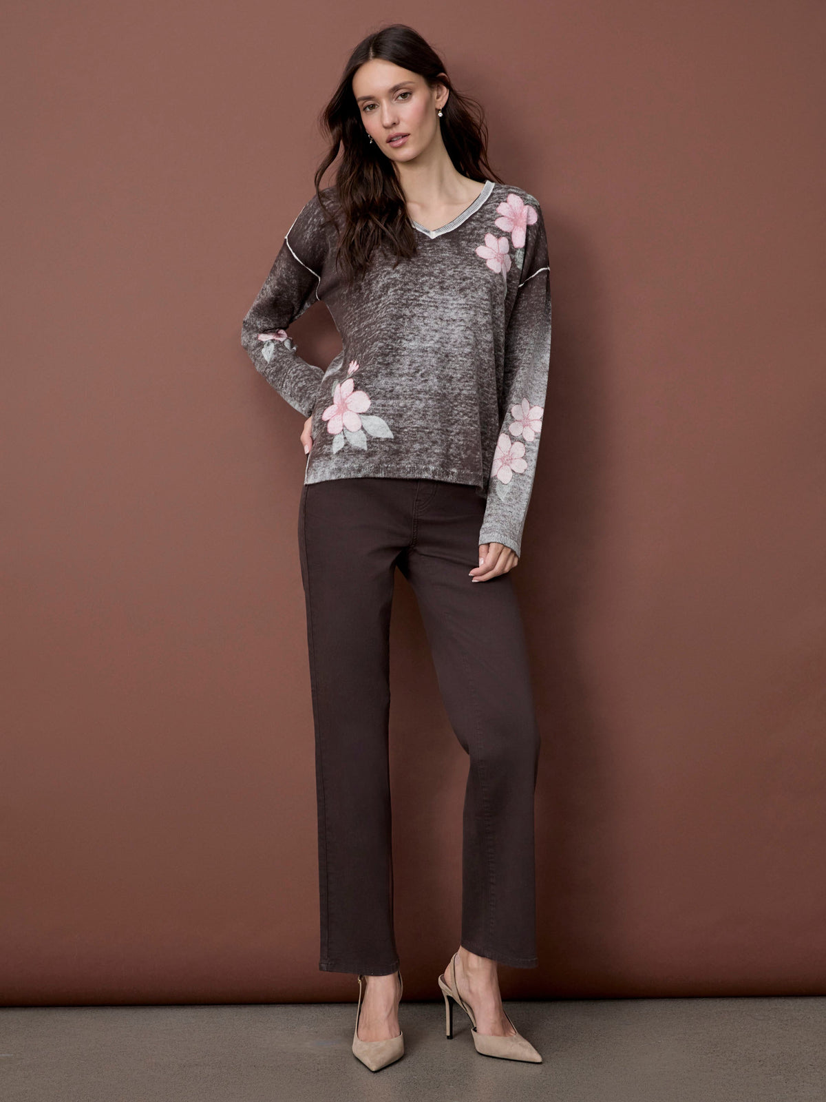 Straight Leg Twill Pants - Coffee