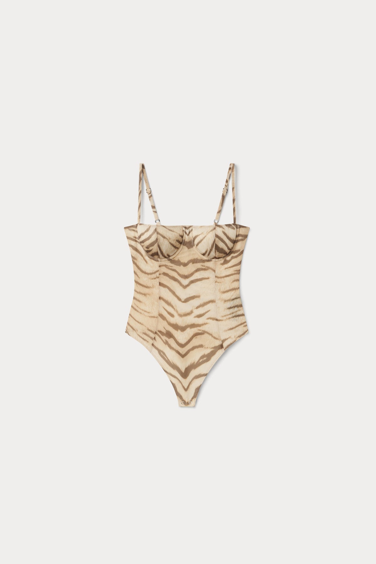 MESH BUSTIER BODYSUIT | BROWN TIGER