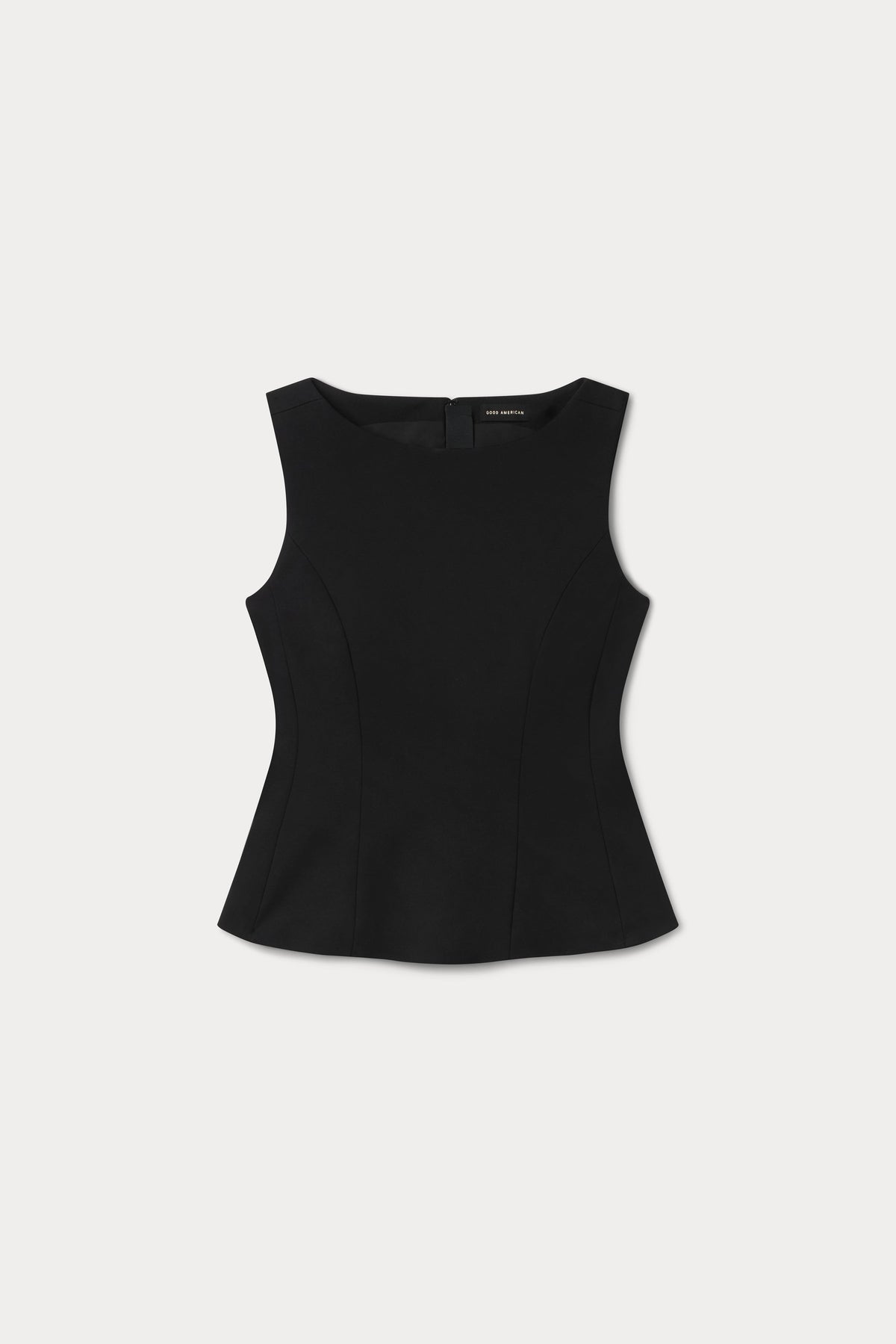 SOFT STRETCH PONTE STRAIGHT NECK TOP | BLACK001