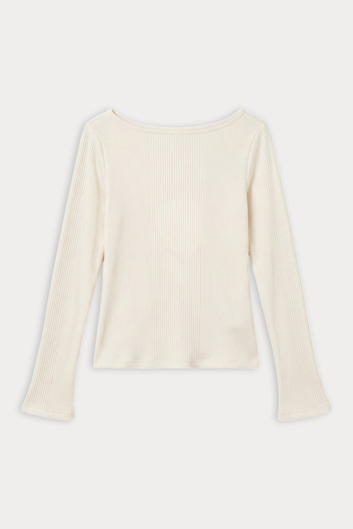 THE VARIEGATED RIB LONG SLEEVE TOP | CHALK