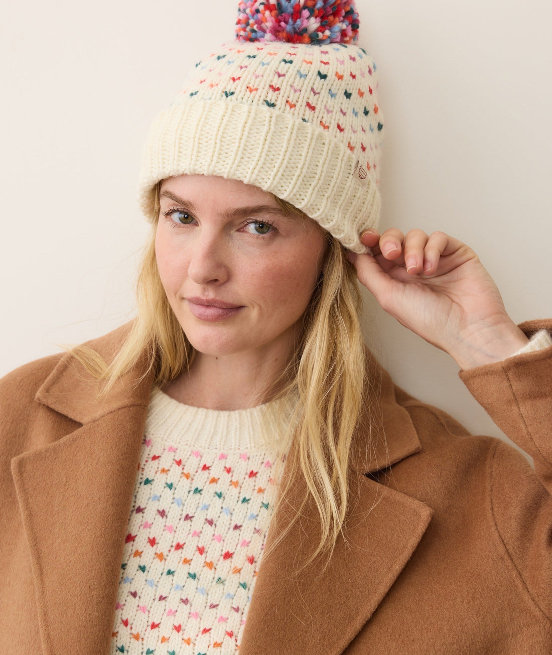 Rainbow Pom Beanie