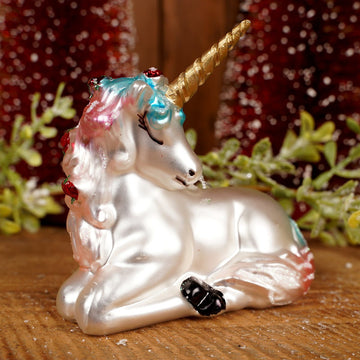 Glass Unicorn Christmas Ornament