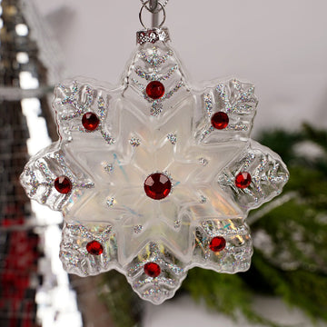 Red Jewel Snowflake Christmas Ornament