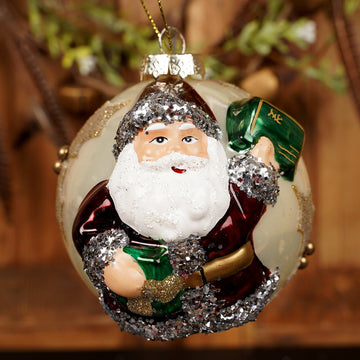 Santa in Burgundy Santa Coat Ornament