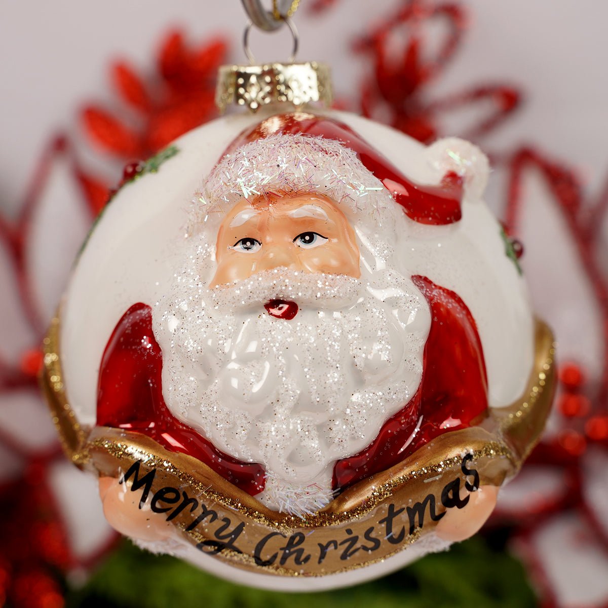Santa Claus Gold Merry Christmas Ornament