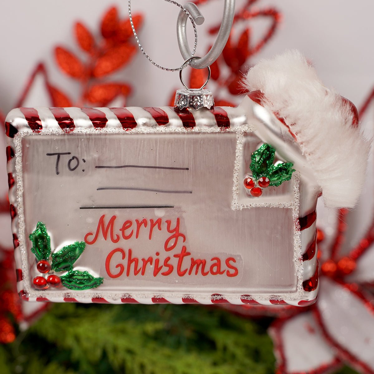 Glass Merry Christmas Letter Ornament