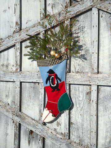 Heirloom Penguin Wool Stocking