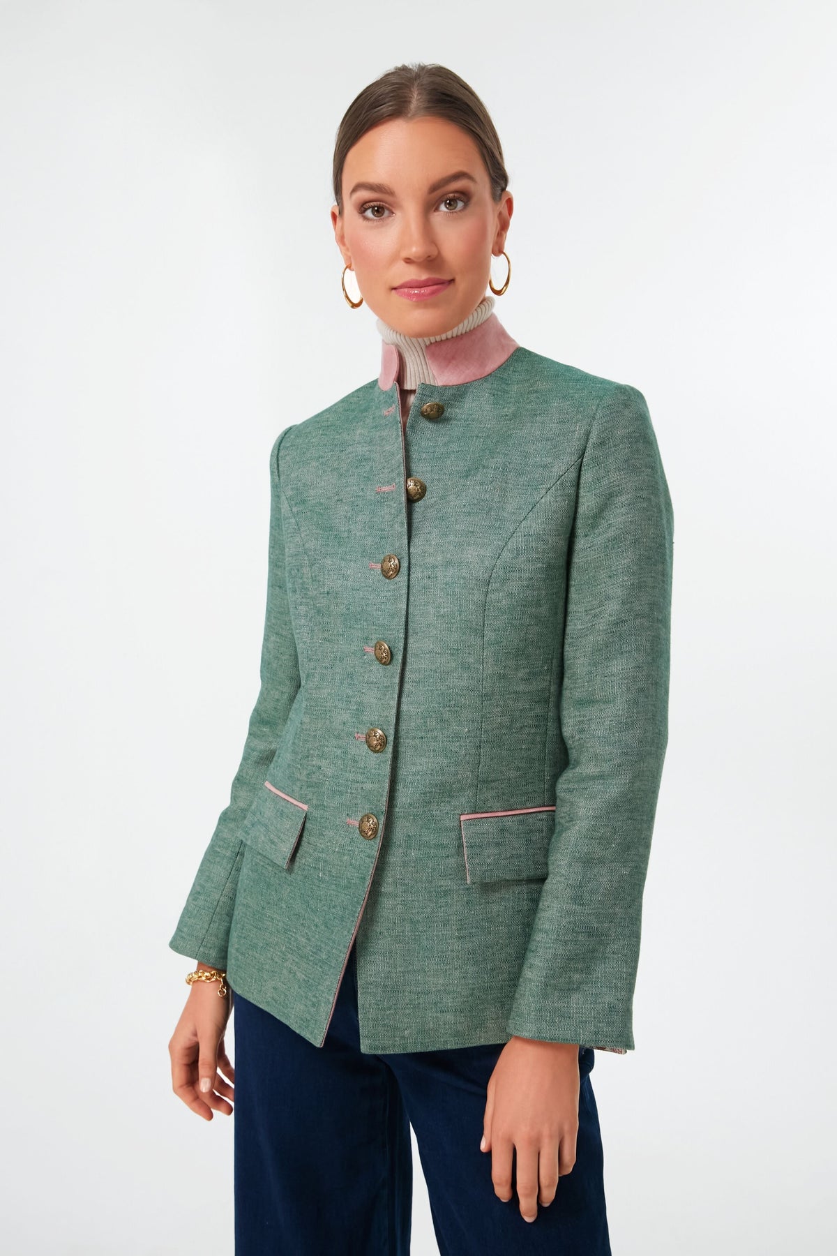 Green Linen Camille Tale Jacket