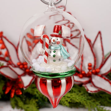 Snowman Clear Dome Finial Ornament