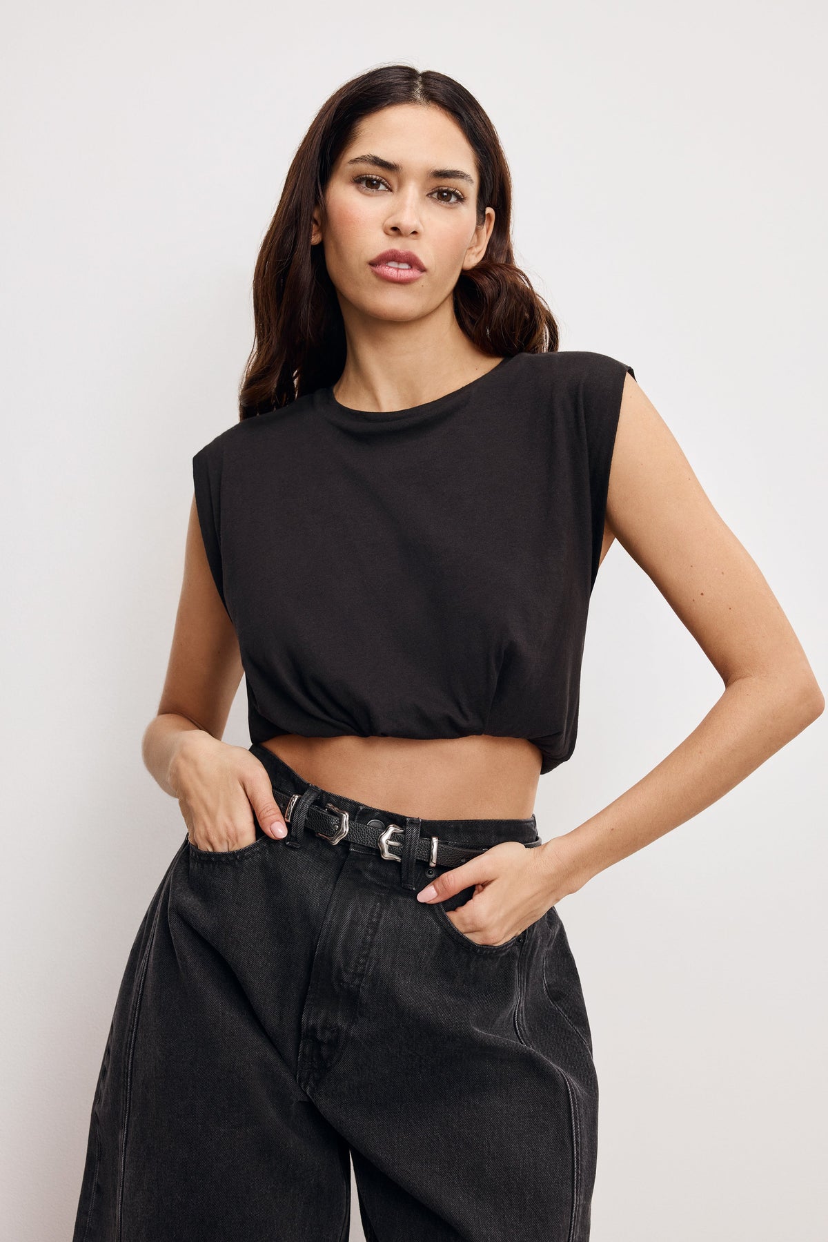 COTTON MUSCLE TEE | BLACK001